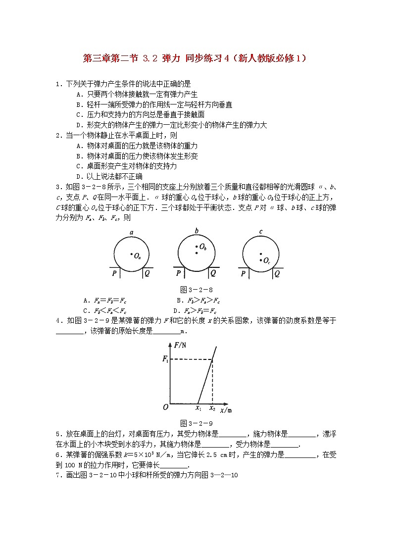 高中物理3.2《弹力》同步练习4（新人教版必修1）01