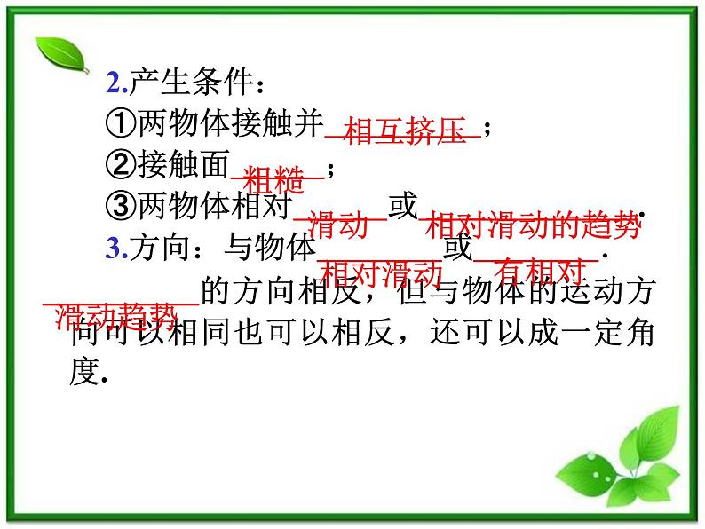 福建省高二物理一轮精品课件（新课标）： 摩擦力、物体的受力分析第3页