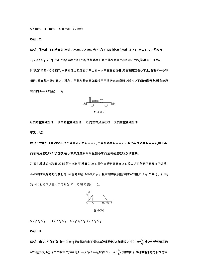 人教版高中物理必修一同步练习题4.3牛顿第二定律docx_1603