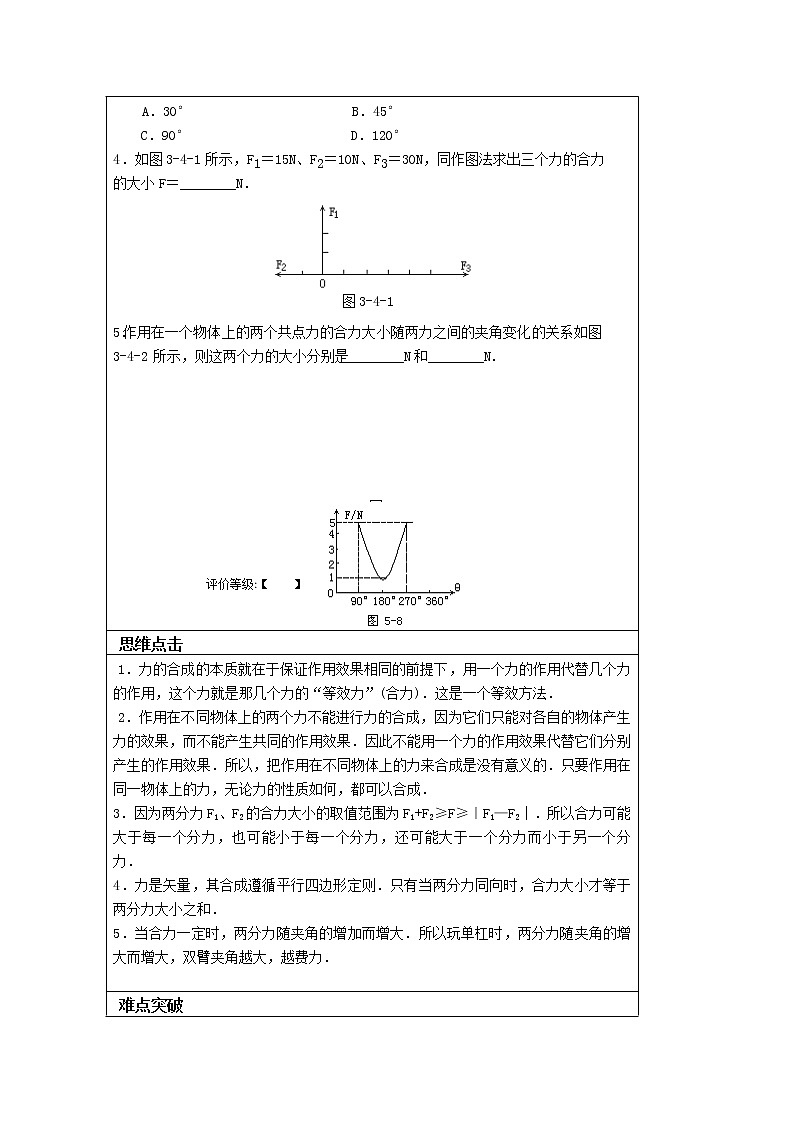 湖北省湖北大学附属中学届高三物理必修一第3章导学案 3.4《力的合成》（人教版）02