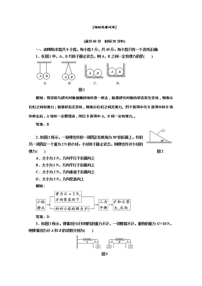 高一物理必修1： 第三章 第2节 课时跟踪训练第1页