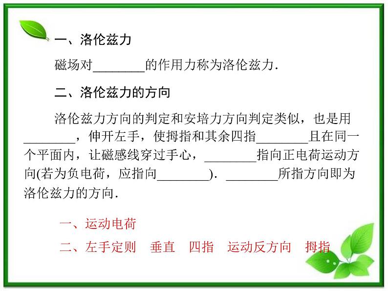 -2014学年高中物理 2.4 磁场对运动电荷的作用同步辅导与检测课件 新人教版选修1-106