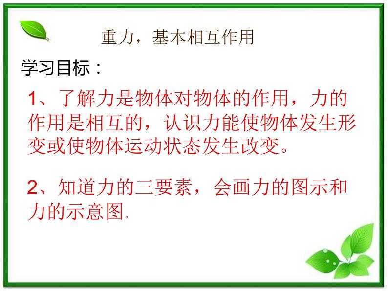 《重力　基本相互作用》课件8（21张PPT）（人教版必修1）第1页