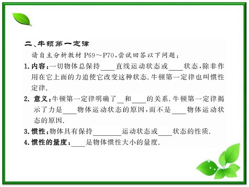 高一物理知能巩固课件：4.1《牛顿第一定律》（人教版必修1）06