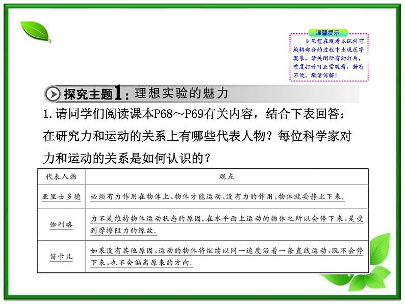 高一物理知能巩固课件：4.1《牛顿第一定律》（人教版必修1）08