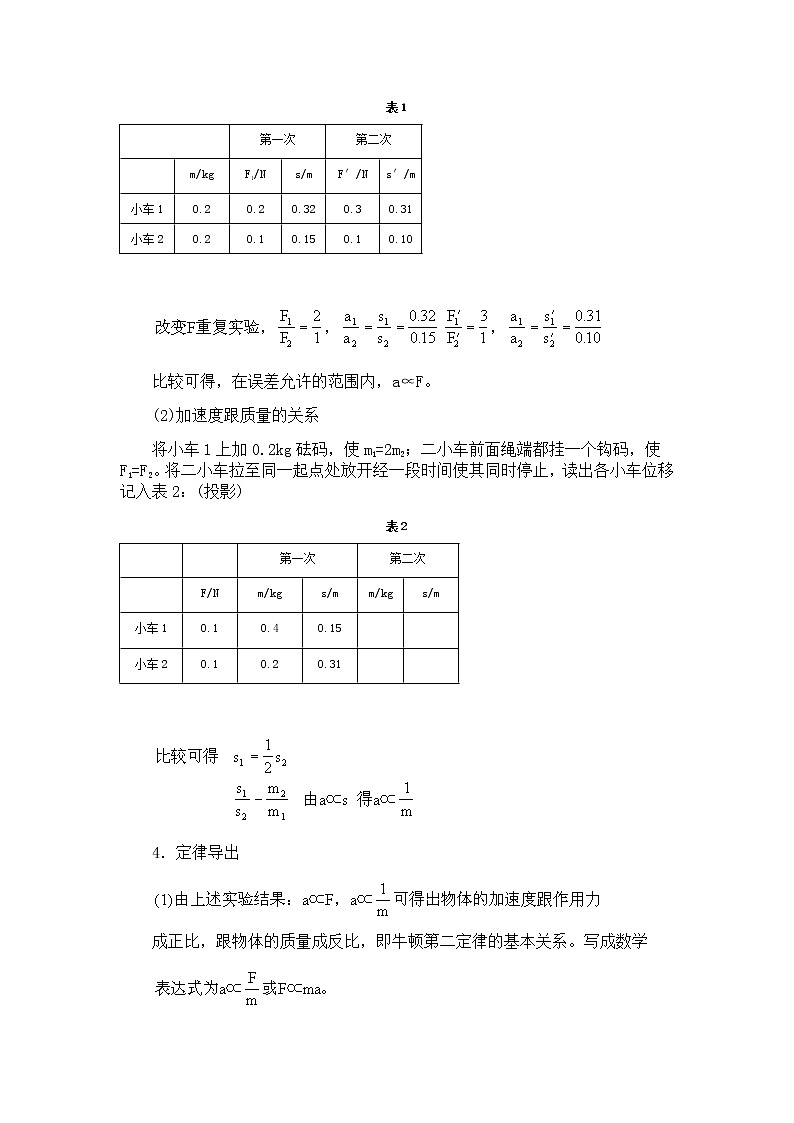 《牛顿第二定律》 教案7（人教版必修1）第3页
