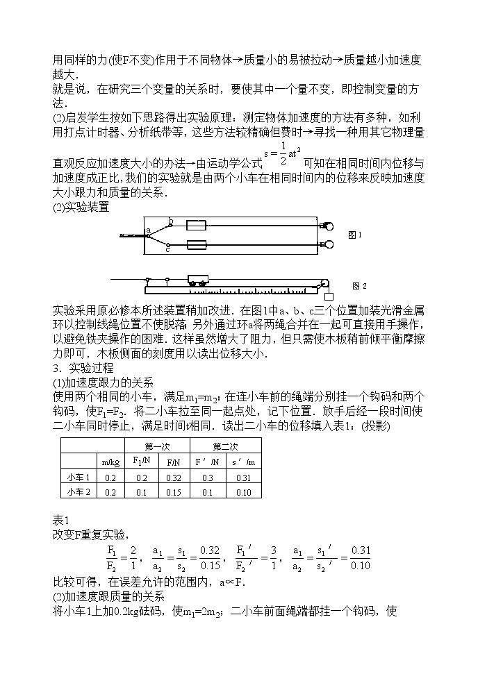 《牛顿第二定律》 教案46（人教版必修1）第2页
