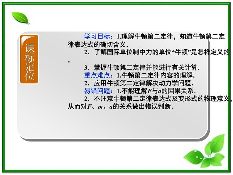 吉林省长春市第五中学高中物理（新人教版必修1）课件：第四章第三节《牛顿第二定律》第2页