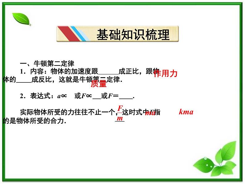 吉林省长春市第五中学高中物理（新人教版必修1）课件：第四章第三节《牛顿第二定律》第3页