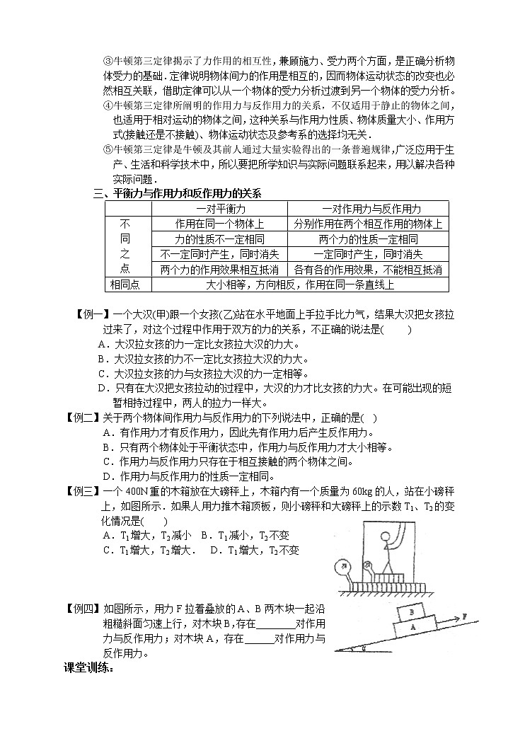 《牛顿第三定律》 学案1第2页