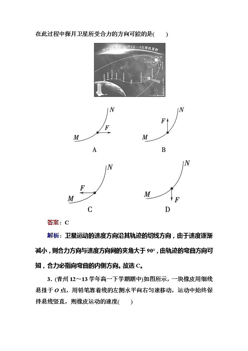 高一物理（人教版必修2）能力提升：5-1《曲线运动》练习题02
