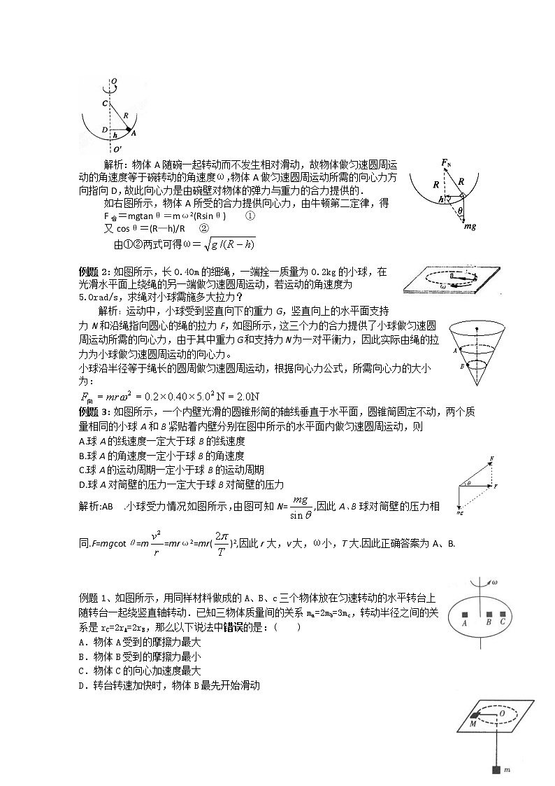 湖南省隆回县万和实验学校高一物理：5.6《向心加速度》向心力习题课 2学案（人教版必修2）第2页