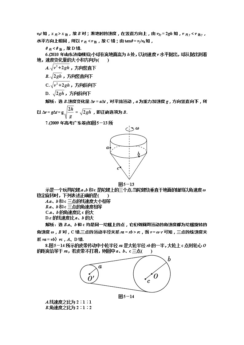 高一物理培优人教版必修2 第五章《曲线运动》章末过关检测02