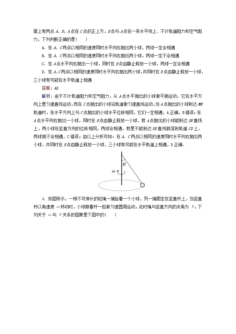 年高一物理：第五章《曲线运动》章末检测（新人教版）必修2第2页