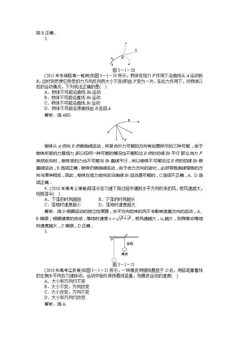 高一物理：5.1　曲线运动_每课一练（人教版必修2）03