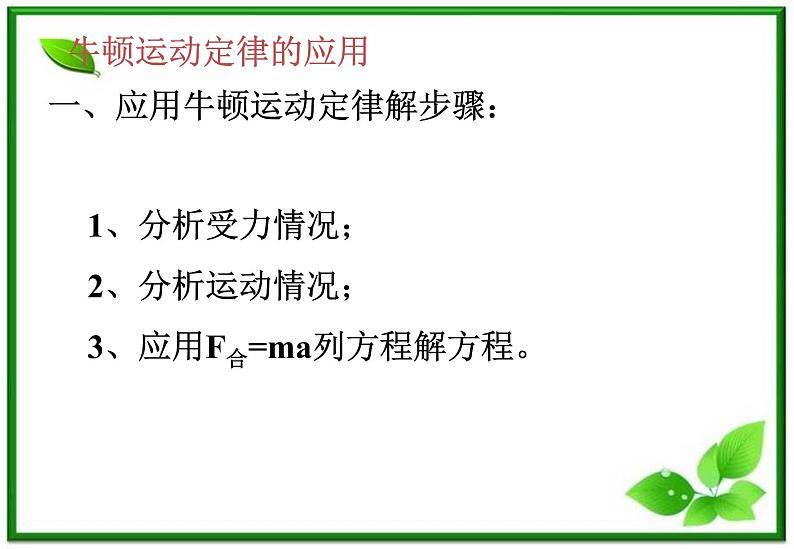 高一物理：4.6《牛顿运动定律的应用》课件3（新人教版必修1）01