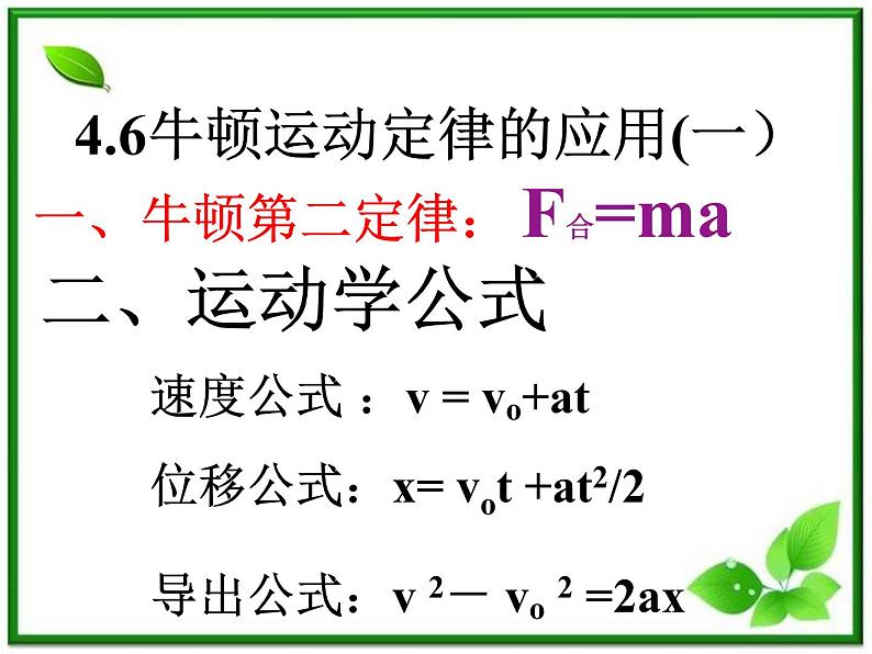 安徽省宿州市泗县二中-学年高一物理4.6《用牛顿运动定律解决问题（一）》课件（人教版必修1）01