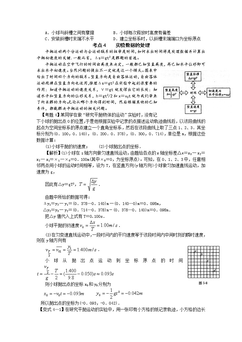 【学案】湖南年高考物理冲刺总复习（新人教版）：必修2 第4讲 实验：研究平抛运动第3页
