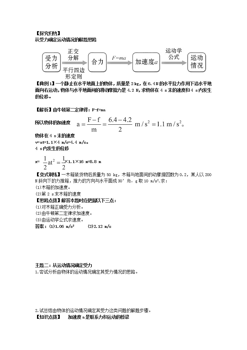 海南省海口市第十四中学高一物理第四章《用牛顿运动定律解决问题（一）》学案（新人教版必修1）第2页
