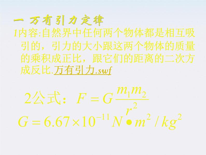 [黑龙江]2011-学年高一物理 6.3 万有引力定律1课件第3页