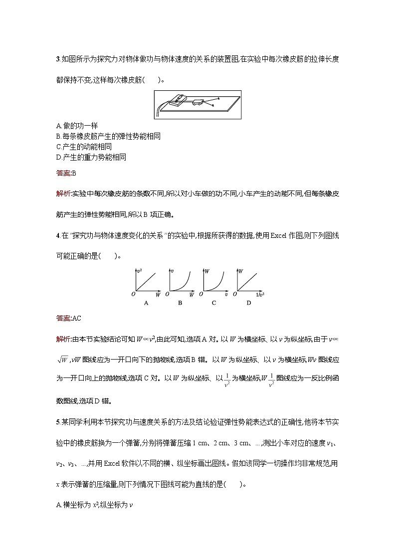 高中物理优化设计人教版必修2《实验探究功与速度变化的关系》课时训练1802