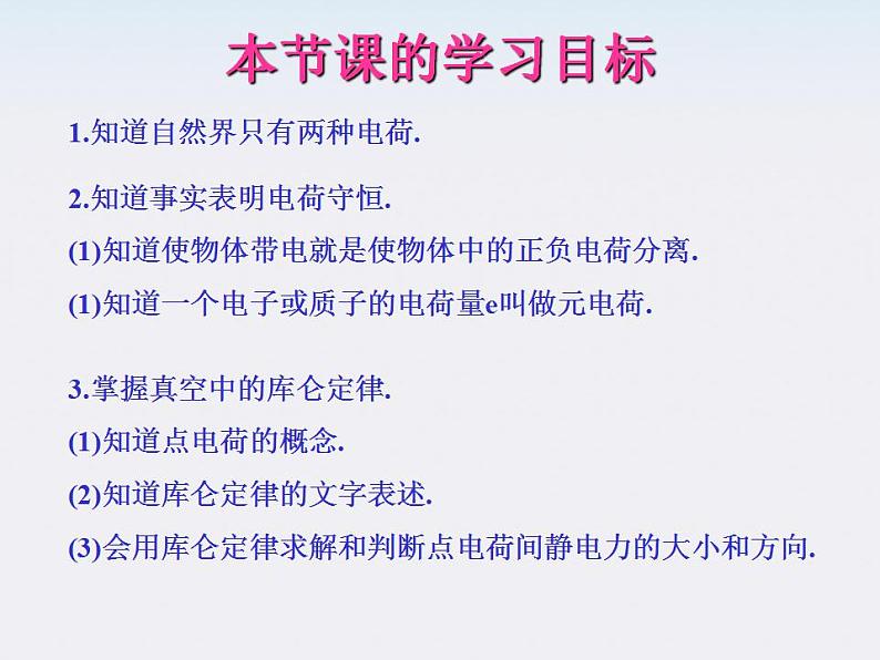 重庆市丰都中学高一物理《电荷及其守恒定律》课件（人教版选修3-1）02