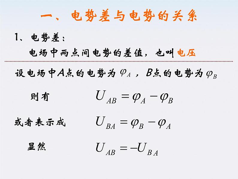 高二物理人教版选修3-1课件 《电势差》202