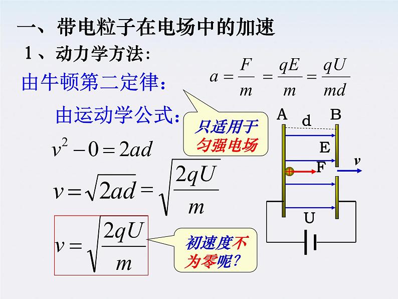 高二物理课件人教版选修3-1：1.9《带电粒子在电场中的运动》02