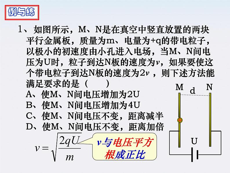 高二物理课件人教版选修3-1：1.9《带电粒子在电场中的运动》04