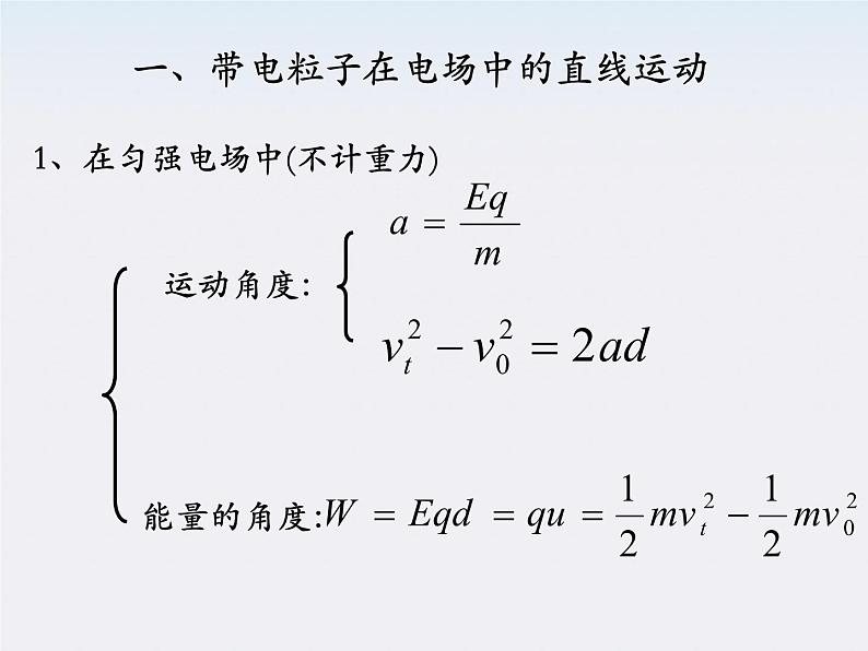 高二物理人教版选修3-1课件 《带电粒子在电场中的运动》2第2页