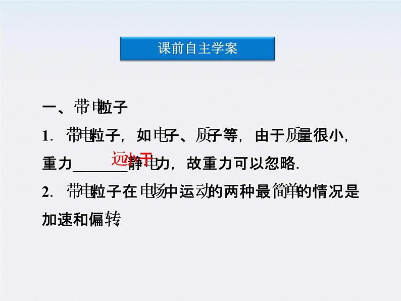 高三物理人教版选修3-1课件：第1章第九节《带电粒子在电场中的运动》04