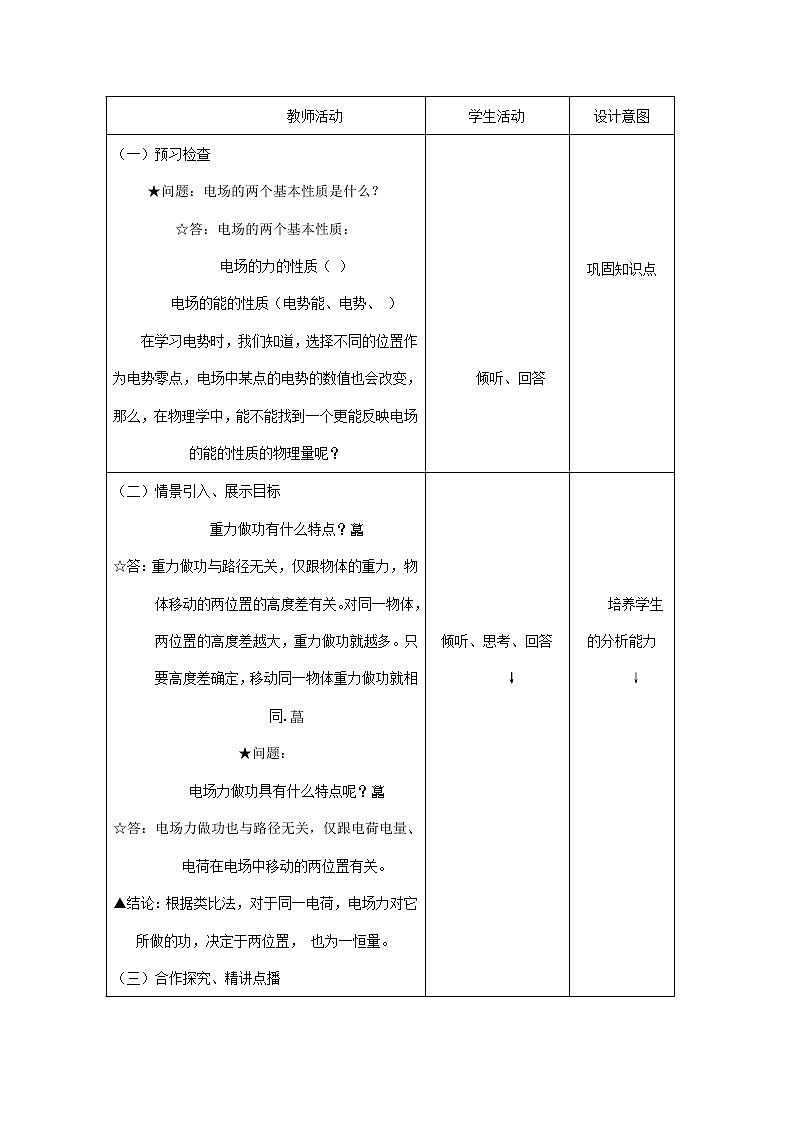 【山东】高二一轮复习教学案：3-1  1.6《电势能》02