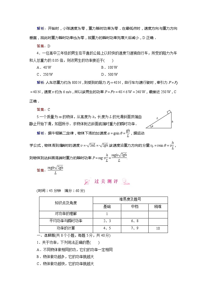 高中物理同步备课优化指导-课时演练：7-3《功率》（人教版必修2）02