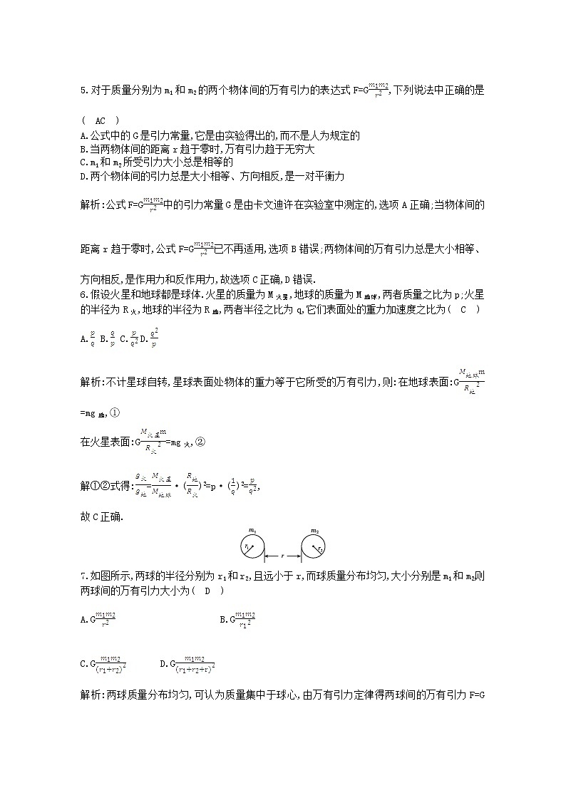 高中物理 6.3《万有引力定律》课时练4 新人教版必修202