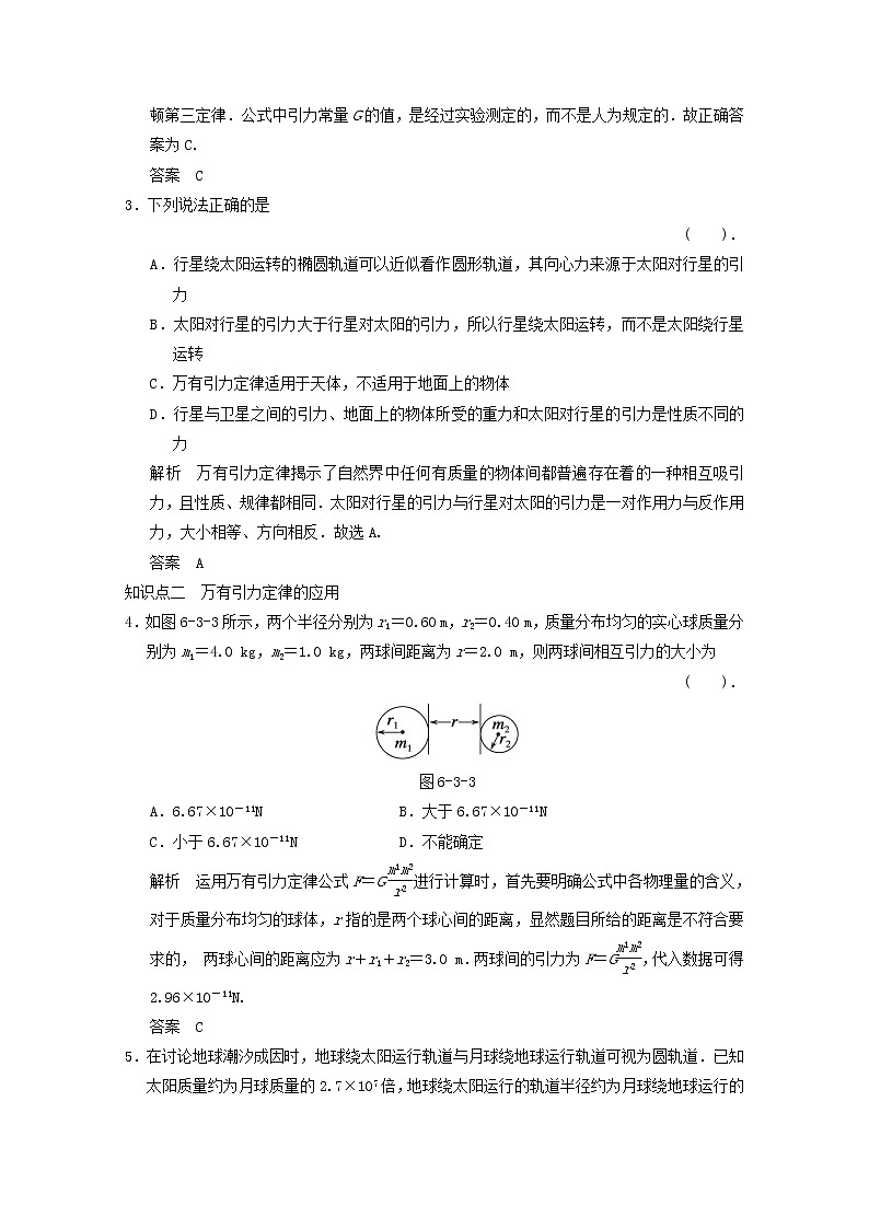 高中物理 6.3《万有引力定律》课时练10 新人教版必修202