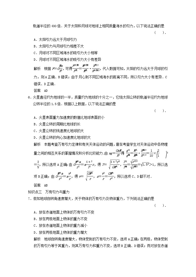 高中物理 6.3《万有引力定律》课时练10 新人教版必修203