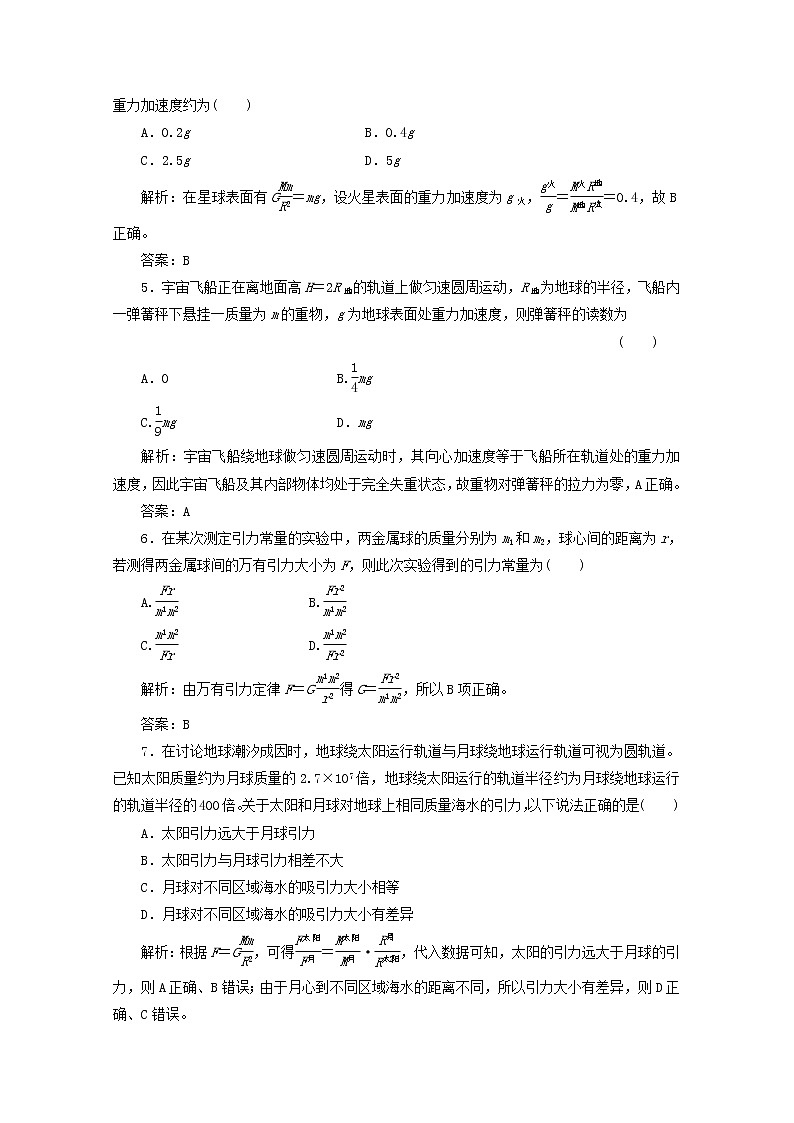高中物理 6.3《万有引力定律》课时练5 新人教版必修202