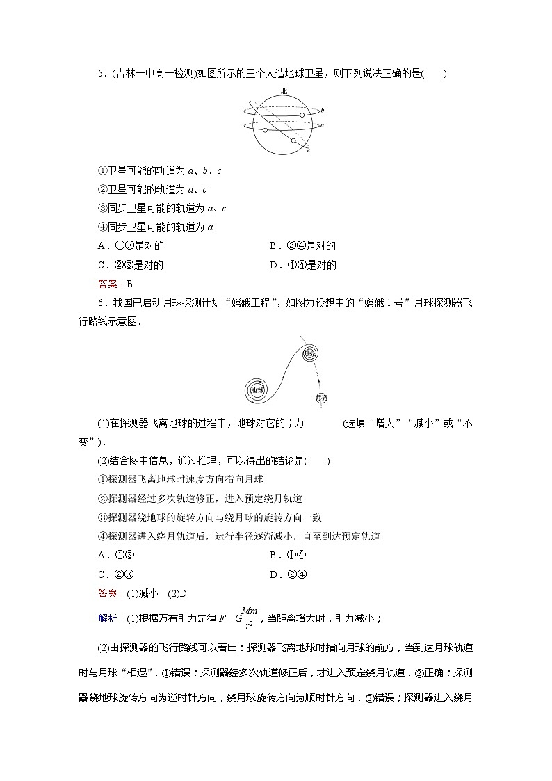 江苏省泰州中学高一物理必修2同步检测 6.5《宇宙航行》同步检测（人教版）02
