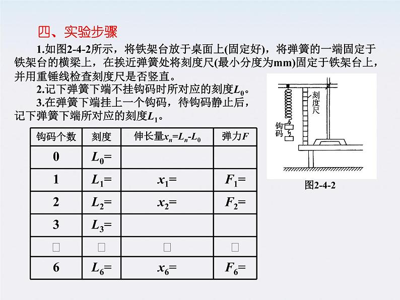 陕西省宁强县天津高级中学高一物理《探究弹力与弹簧伸长的关系》课件02