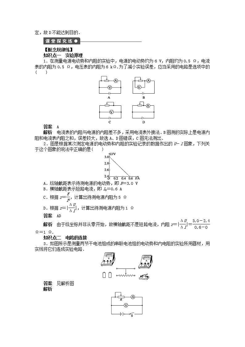 山东省德州市高中物理 2.10《实验：测定电池的电动势和内阻》练习（教师版）（新人教版选修3-1）02