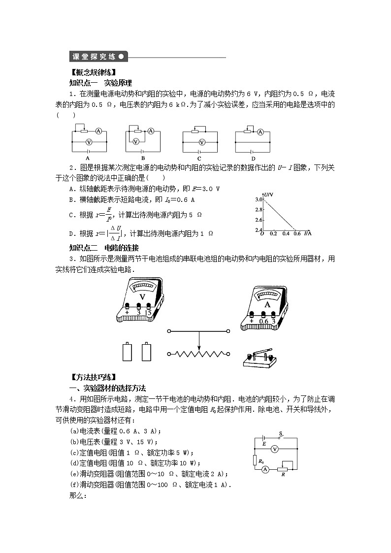 山东省德州市高中物理 2.10《实验：测定电池的电动势和内阻》练习（学生版）（新人教版选修3-1）02
