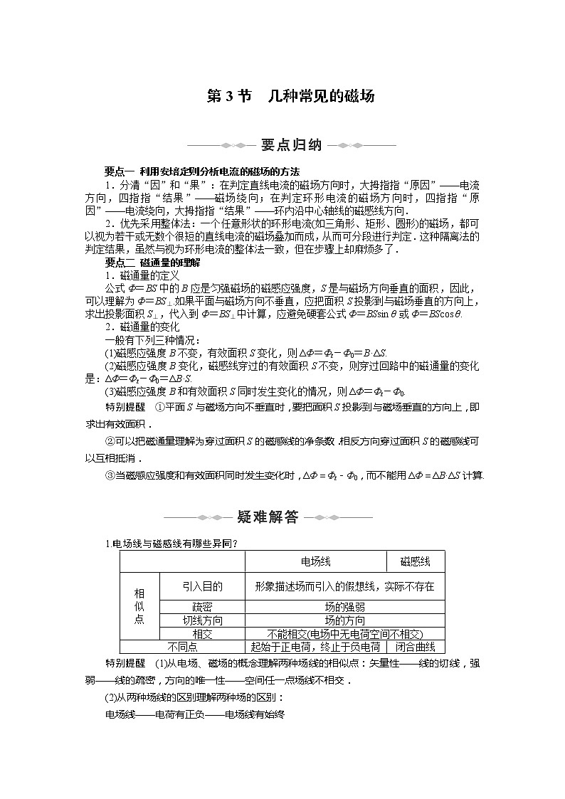 【物理】2010-2011学年同步学案（人教选修3-1）：第3章　磁场 第3-4节　几种常见的磁场 磁场对. 人教版01