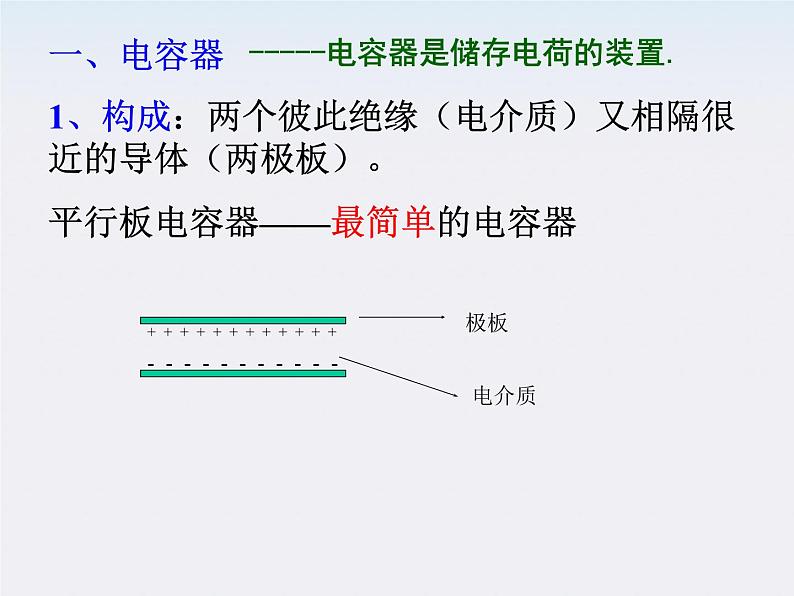 高二物理课件人教版选修三 电容器和电容１第4页