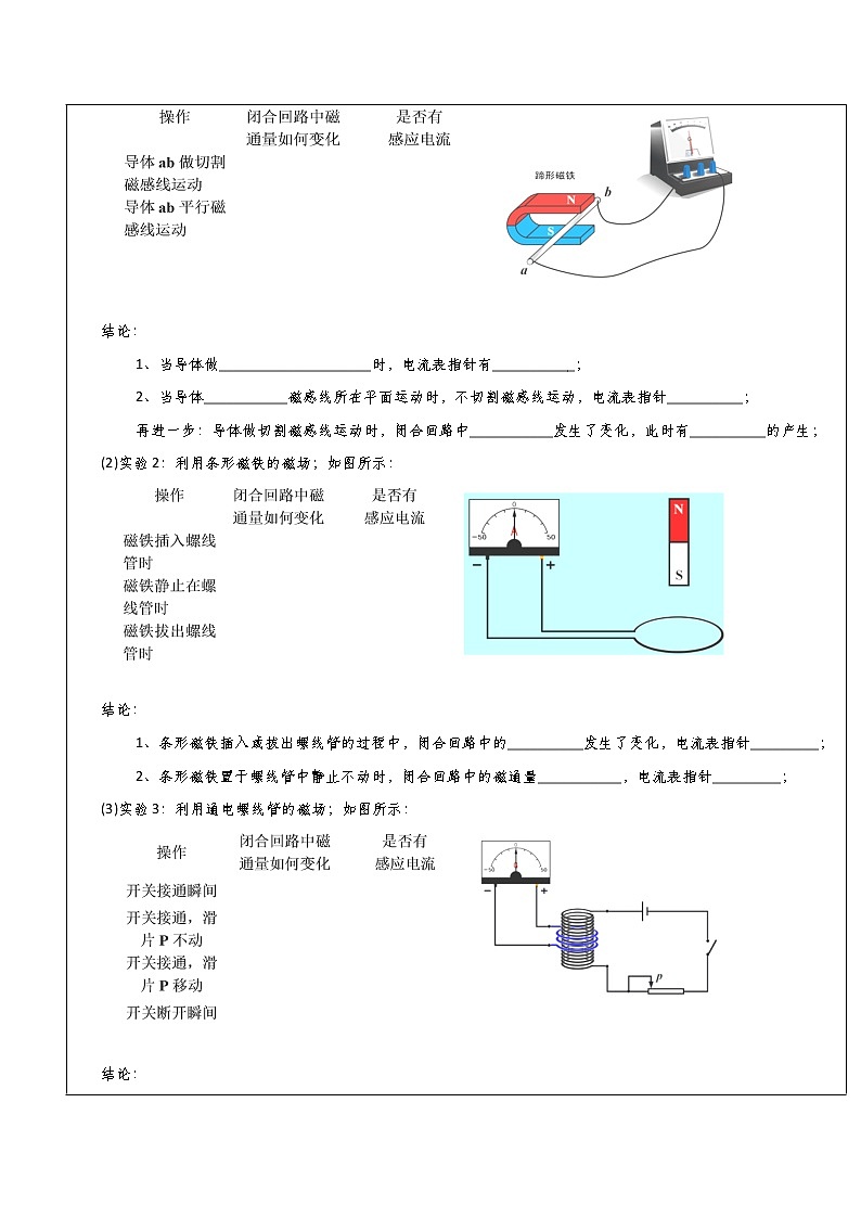 湖北大学附属中学物理（选修3-2）导学案 4.2《探究感应电流的产生的条件》（人教版）第3页