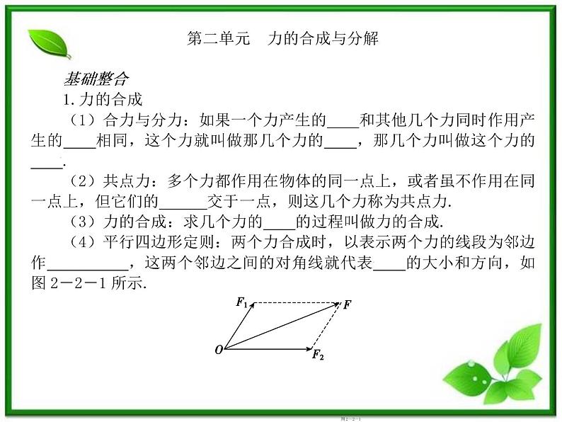 高三物理复习课件（2） 力的合成与分解第1页