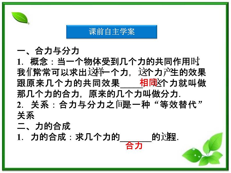 高一物理培优人教版必修1课件 第3章第四节《力的合成》第4页