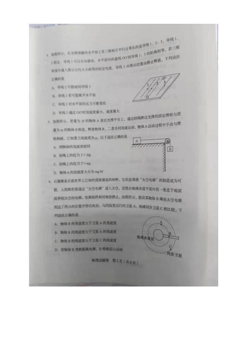 吉林省长春市普通高中2020届高三质量监测（一）物理试卷含答案02