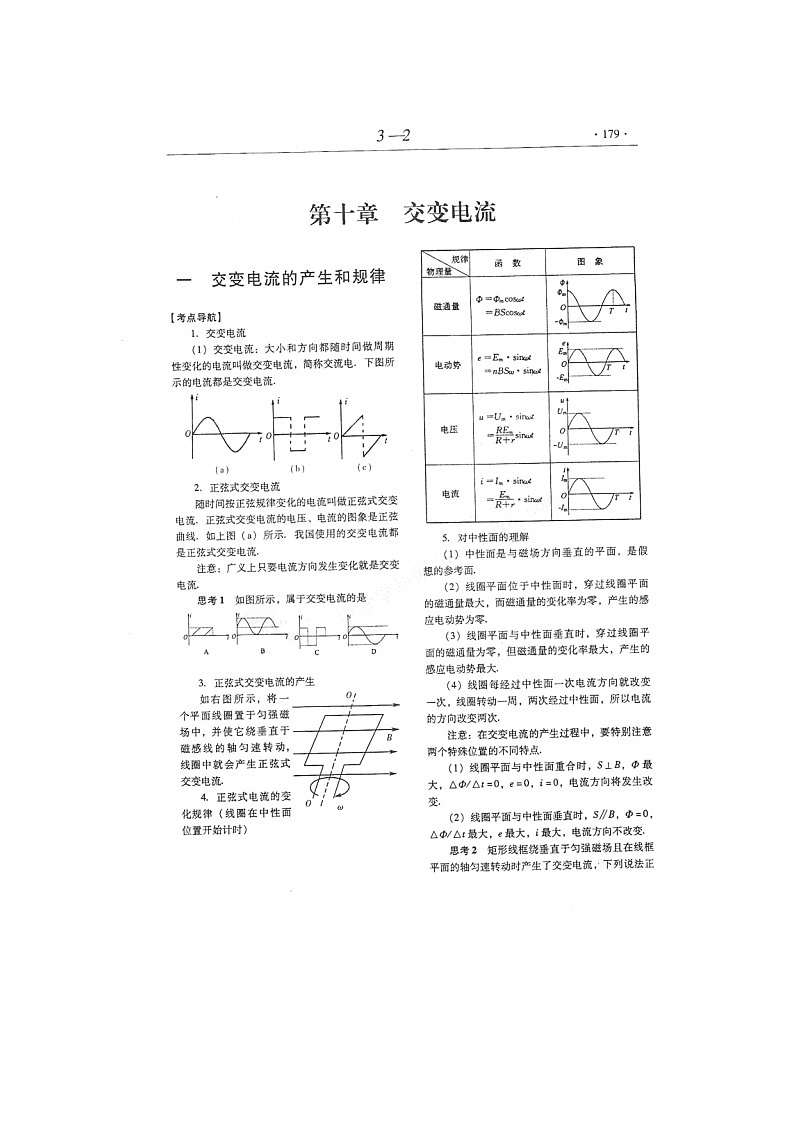 【山东】高考物理冲刺备考训练专项 10.1 交变电流的产生和规律学案（扫描版）01