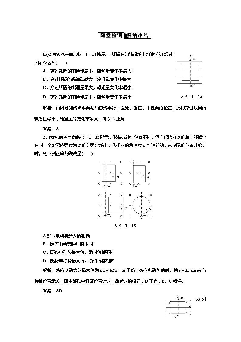 高中物理人教选修3-2全部配套课时作业：5.1《交变电流》(1)第1页