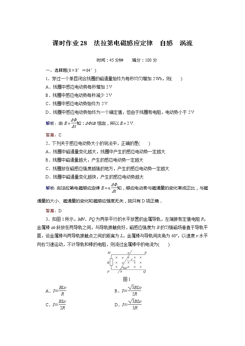高考物理一轮复习（人教版）课时作业28第1页